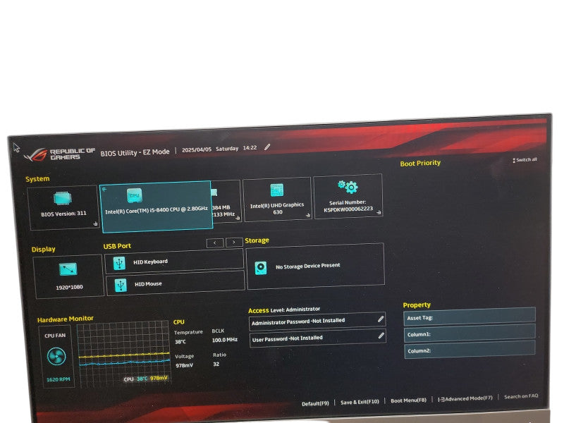 ASUS PC i5 - 8400 @ 2.80GHz 16GB DDR4 Ram θ