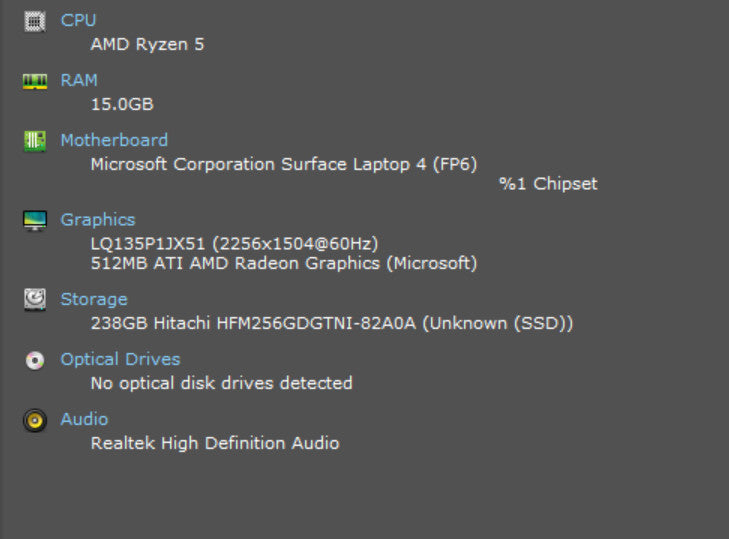 Microsoft Surface Laptop 4 1958 Ryzen 5 MSE 16GB RAM 256GB SSD  Lap200