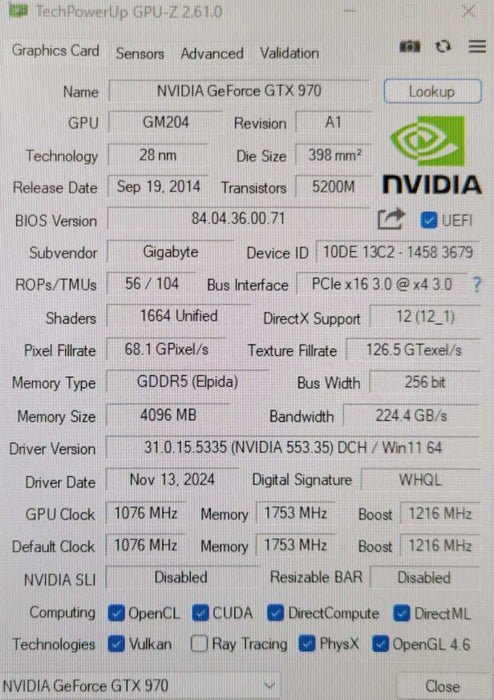 Gigabyte NVIDIA GeForce GTX 970 4GB Graphic Card, GV-N970IXOC-4GD _