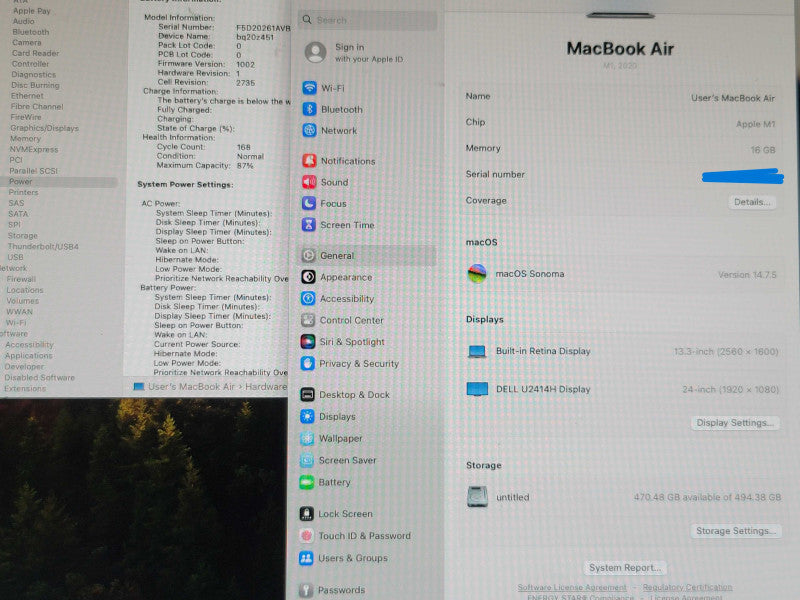 APPLE MacBook Air (13" 2020) A2337 M1 16GB RAM 500GB SSD FOR PARTS/REPAIR  β