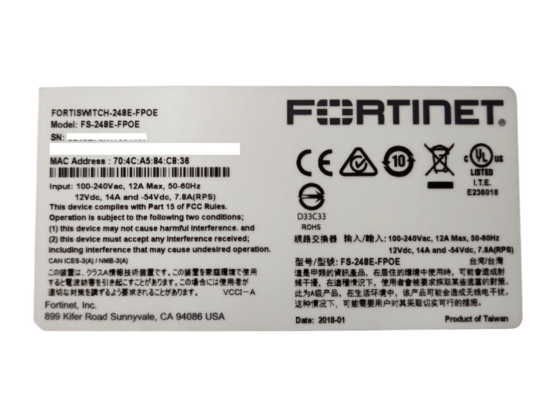 Fortinet FS-248E-FPOE Fortiswitch 248E-FPOE Switch L3 Managed switch