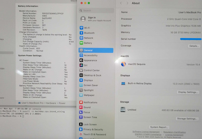 Apple MacBook Pro (13" 2020) A2251 i5 1038NG7 16GB RAM 500GB SSD  β