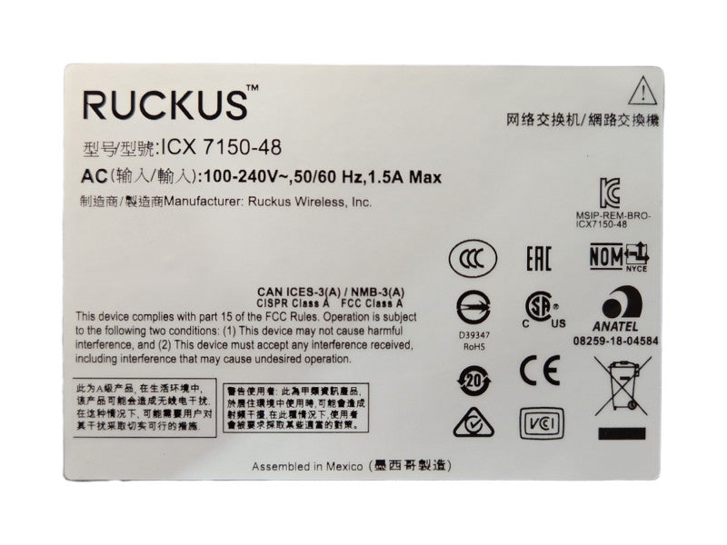 Ruckus ICX 7150-48, 4X1G 48-Port Ethernet Network Switch