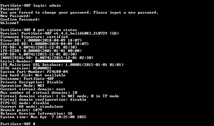 Fortinet Fortigate 40F FG-40F Firewall Security Appliance, Factory Reset