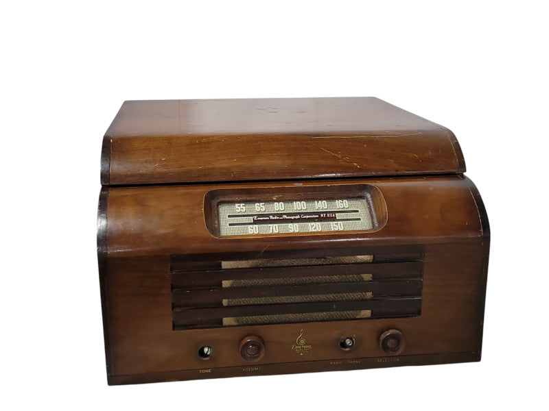 vintage Emerson Radio WOOD TABLE Radio, READ _