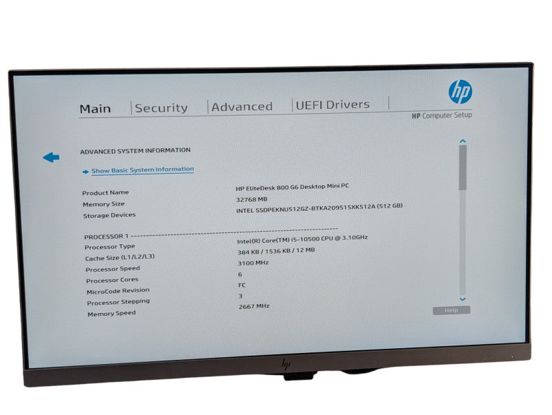 HP EliteDesk 800 G6 Desktop Mini PC Intel Core i5-10500 32GB RAM 512GB NVMe -
