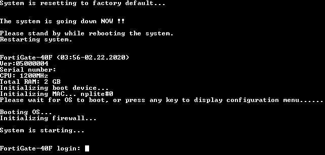 Fortinet Fortigate 40F FG-40F Firewall Security Appliance, Factory Reset !