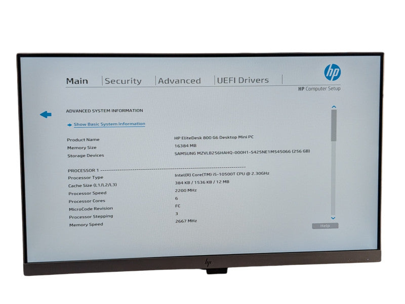 HP EliteDesk 800 G6 Desktop Mini PC Intel i5-10500T 16GB RMA 256GB NVMe -
