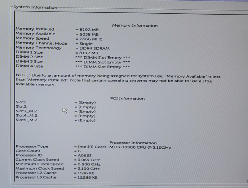 Dell Optiplex 7080 SFF Intel i5-10500@3.10GHz 8GB RAM NO-HDD/SSD