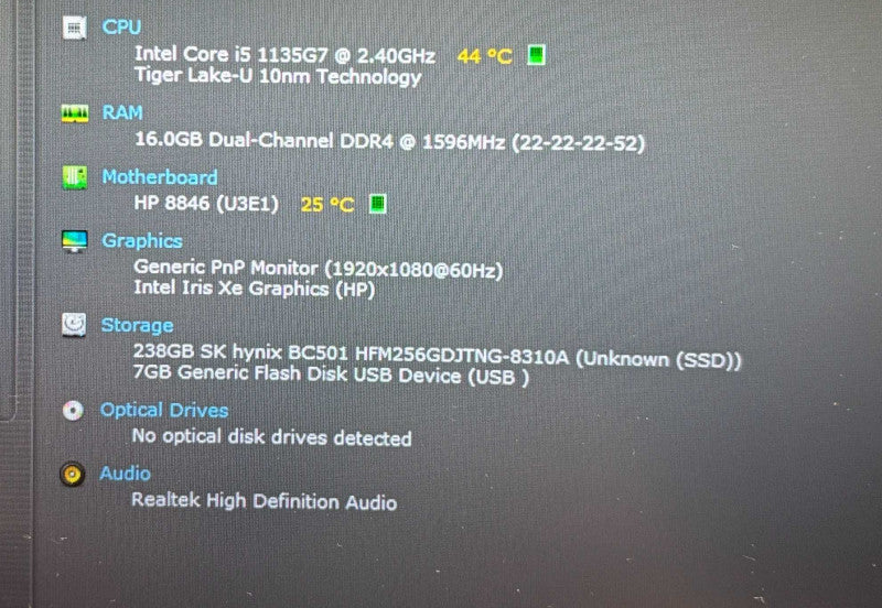 HP EliteBook 850 G8 Core i5-1135G7@2.4GHz 16GB RAM 256GB SSD  Lap200