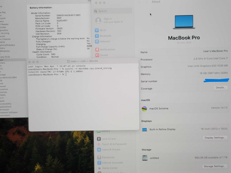 Apple MacBook Pro (16", 2017) A2141 i7-9750H 16GB RAM 1TB SSD  β