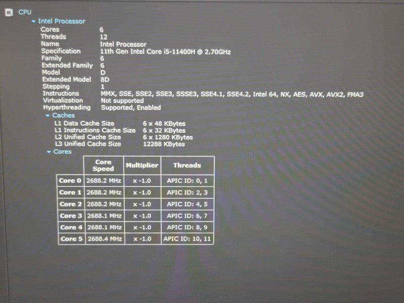 Asus Tuf Gaming FX506HCB i5-11400H 32GB DDR4 RTX 3050 256GB SSD READ β Lap200