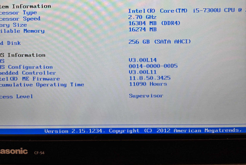 Panasonic ToughBook CF-54 TOUCH i5-7300U@2.6Gh 16GB RAM 256GB SSD 11090Hrs.