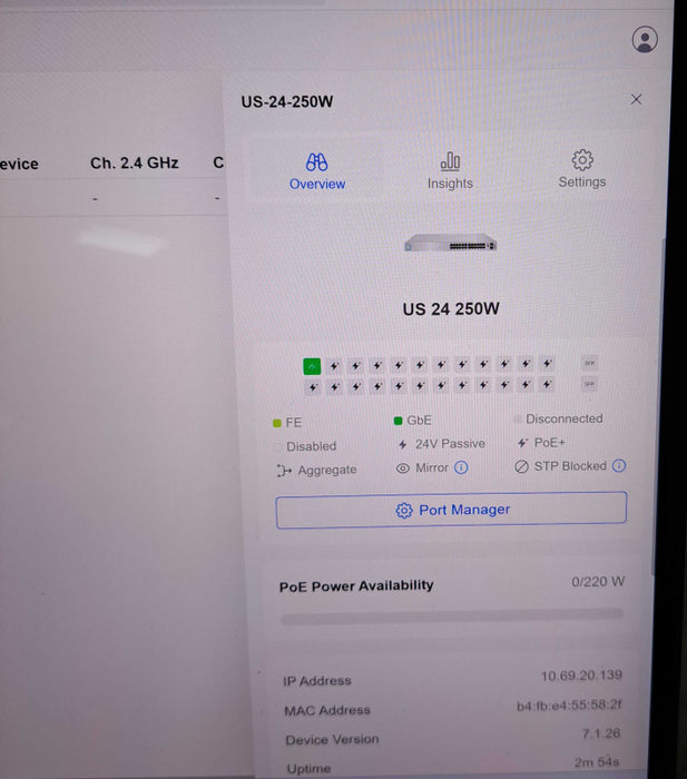Ubiquiti UniFi US-24-250W | 24-Port Gigabit PoE+ Managed Switch
