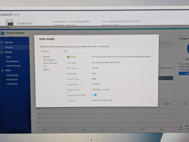 QNAP TS-469 Pro 4 Bay NAS with 2x 2TB HDDs installed  -