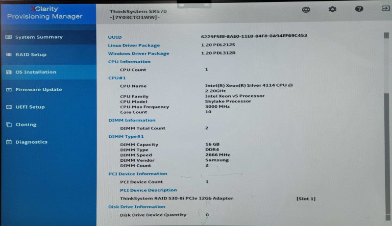 Lenovo ThinkSystem SR570 1U 8x2.5", Xeon Silver 4114, 32GB DDR4, 530-8i