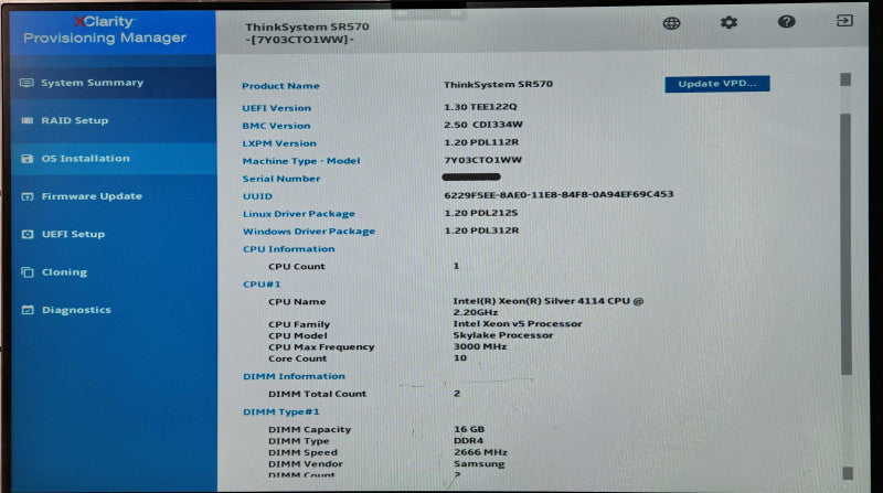 Lenovo ThinkSystem SR570 1U 8x2.5", Xeon Silver 4114, 32GB DDR4, 530-8i