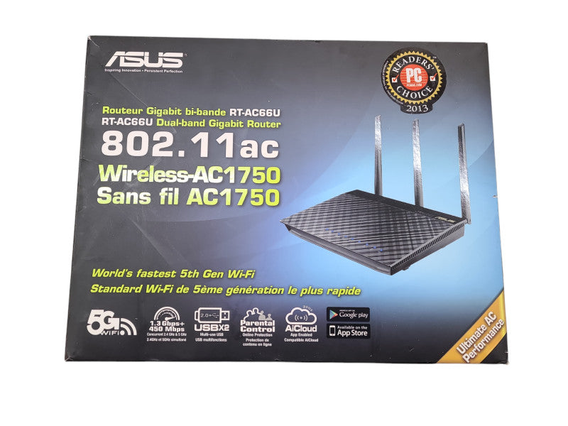 ASUS RT-AC66U Dual-Band Gigabit Router 802.11ac Wireless-AC1750