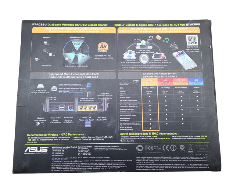 ASUS RT-AC66U Dual-Band Gigabit Router 802.11ac Wireless-AC1750