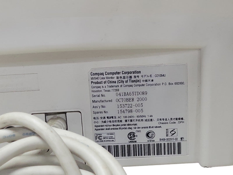 Compaq MV 540 15" CRT Monitor VGA 1024x768, 60 Hz _