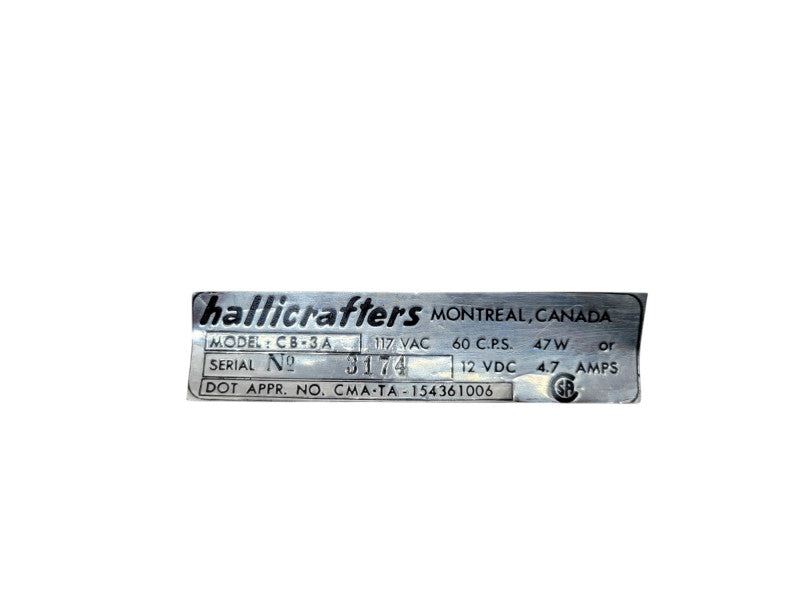 Vintage hallicrafters / Model CB-3A CB Radio (READ) %