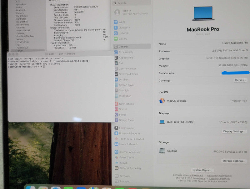 Apple MacBook Pro (16" 2019) A2141 i9-9880H 32GB RAM 1TB SSD  β
