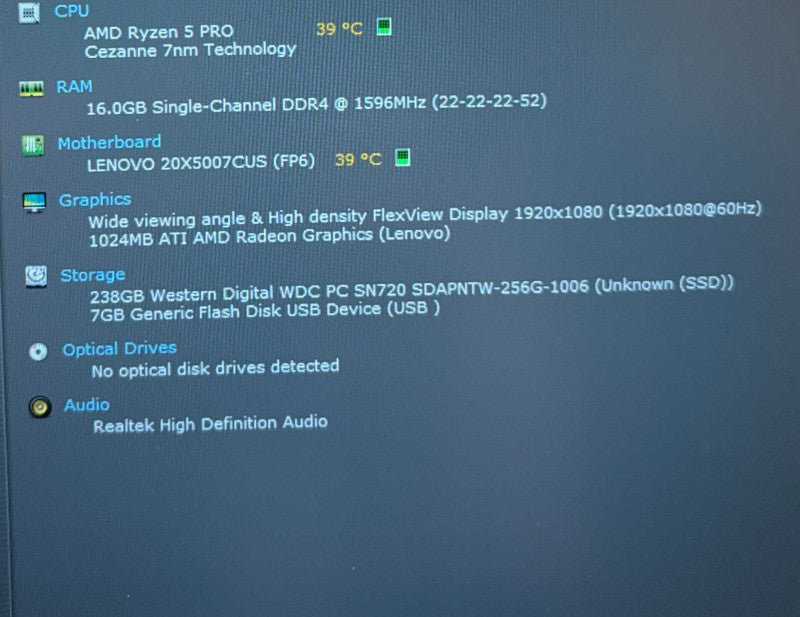 Lenovo ThinkPad L14 AMD Ryzen 5 PRO 5650U 16GB RAM 256GB SSD  Lap200