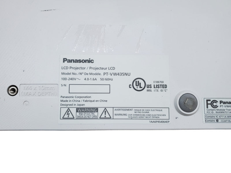 Panasonic PT-VW435NU Projector - No Remote - Lamp Hours: 1637