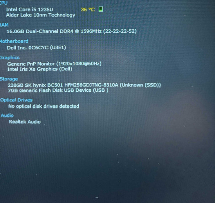 Dell Latitude 5530 i5-1235U@1.3GHz 16GB RAM 256GB SSD No Power Adapter  Lap200