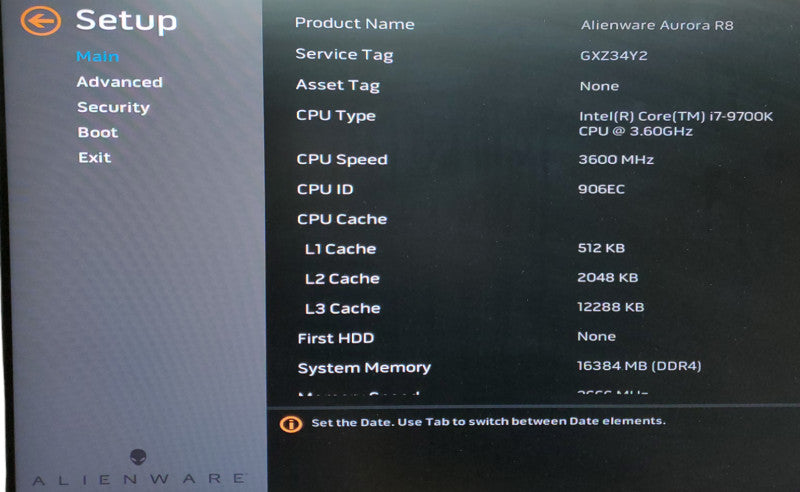 Dell Alienware Aurora R8  i7-9700K CPU@3.6GHz 16GB RAM EVGA GTX 790 4GB