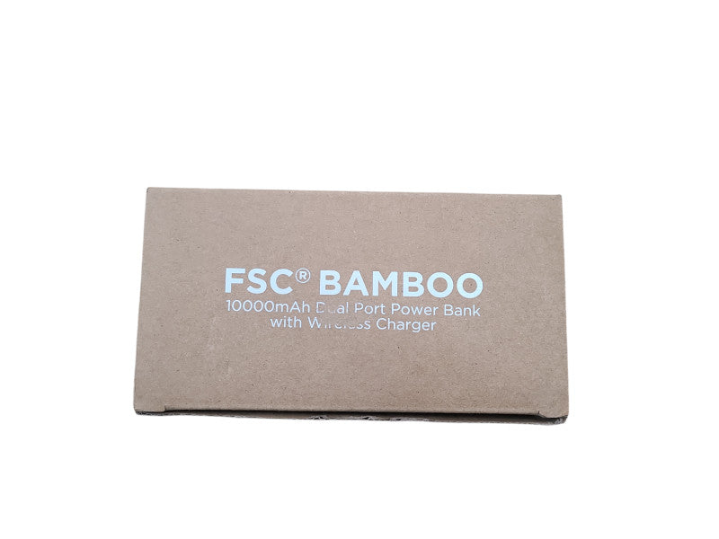 Ariel EPB-FB23 Bamboo 10000mAh Dual Port Power Bank with Wireless Charger Q