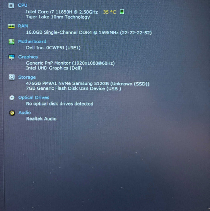 Dell Latitude 5521 i7-11850H 16GB RAM 256GB SSD No Power Adapter READ!  Lap200