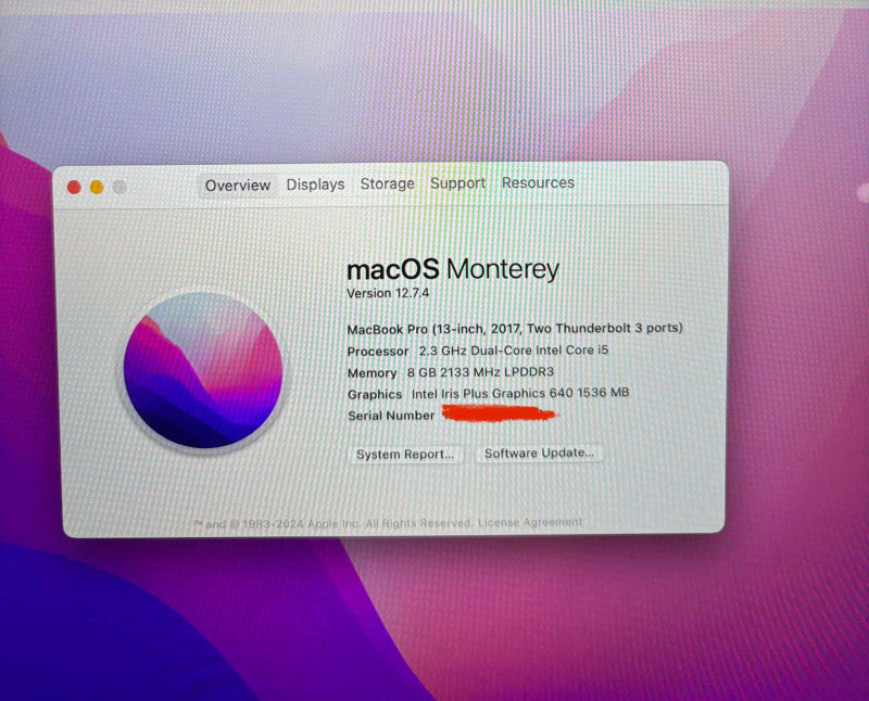 Apple MacBook Pro 13" 2017 i5-7360U 8GB RAM 128GB SSD No Power Adapter!