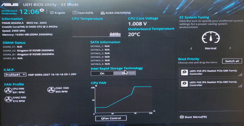 Custom PC PRIME B360M - A intel i5 - 9400@2.9GHz 16GB ROG-STRIX-RX570-04G