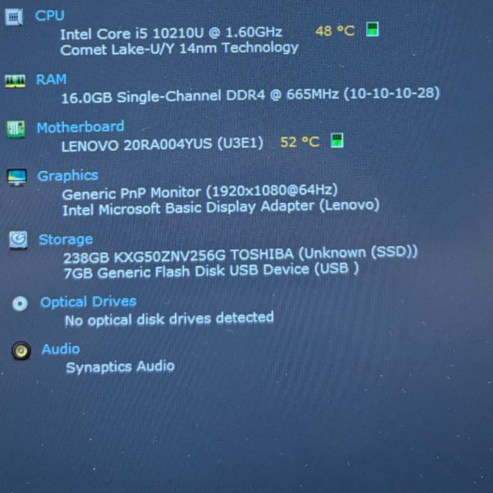 Lenovo ThinkPad E14 Core i5-10210U@1.6GHz 16GB RAM 256GB SSD READ  Lap200