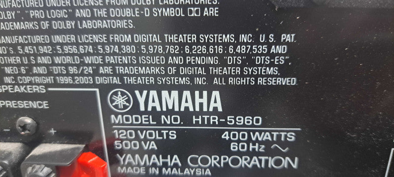 Yamaha HTR-5960 Natural Sound Home Theater Receiver