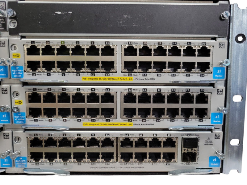Aruba 5406R zl2 Switch J9850A w/ 5x J9534A 1x J9548A 1x J9827A, 2x PSU SEE  _