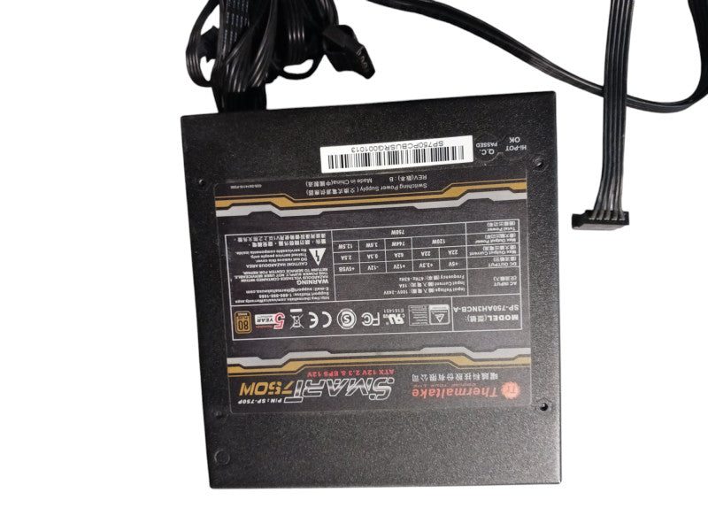 Thermaltake Smart 750W 80 Plus Bronze ATX Power Supply SP-750AH3NCB-A