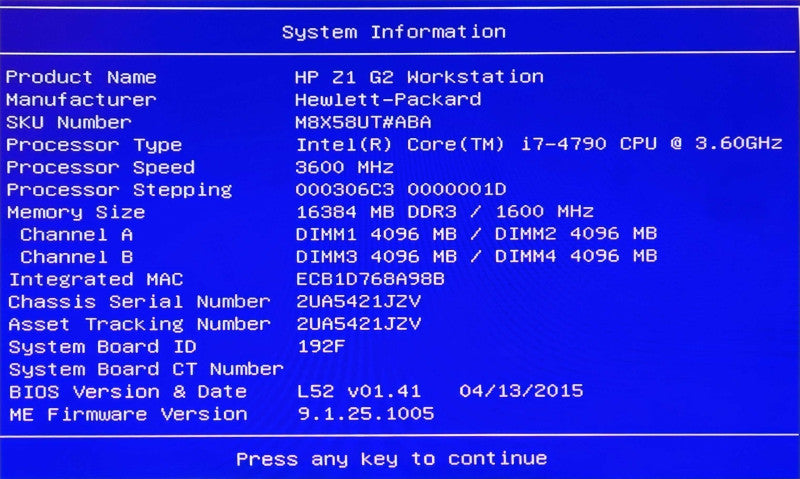 HP Z1 G2 All in One Workstation | Core i7-4790 @ 3.60GHz | 16GB DDR3  Q