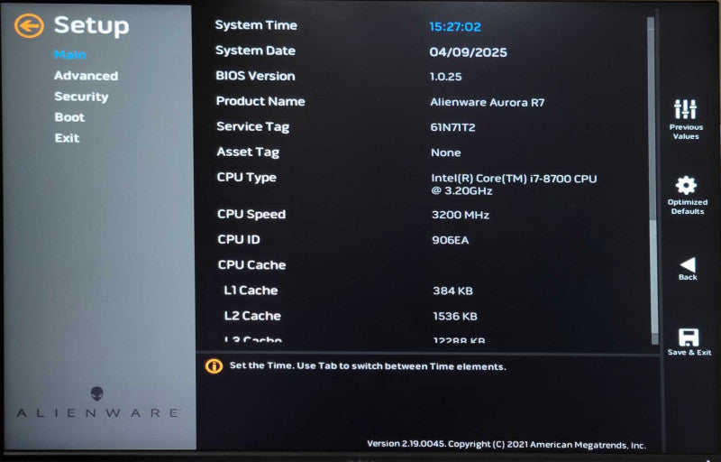 Alienware Aurora R7 i7-8700 3.2 GHz 32GB 240GB SSD+2TB HDD RX 560 850W PSU _