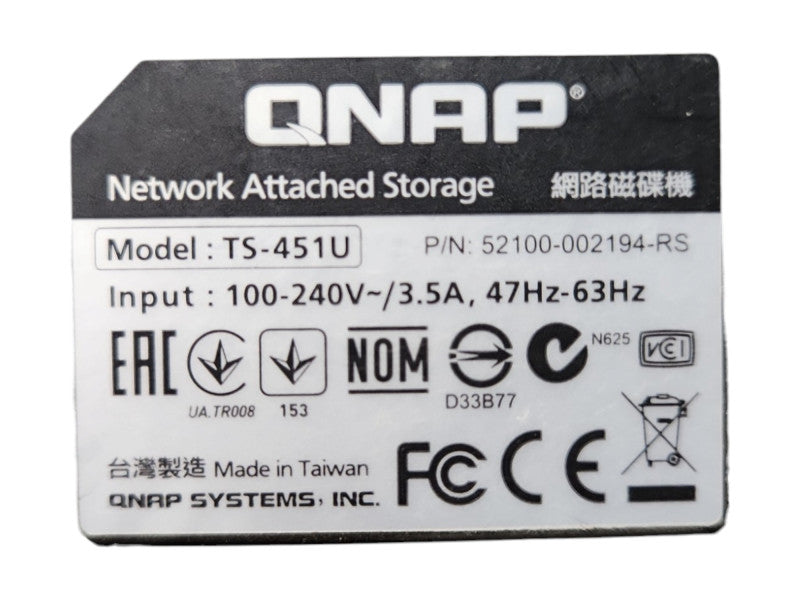 QNAP TS-451U 4-Bays NAS Rack Mountable, No HDD & Caddies, READ