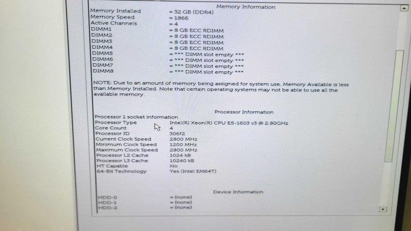 Dell Precision T5810 - Xeon e5-1603 v3 32GB DDR4 NO HDD Quadro k620 425w ps %