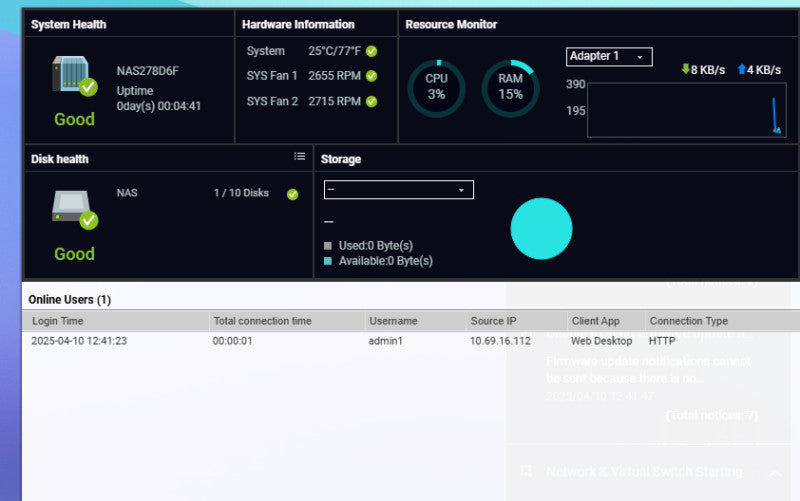 QNAP TS-873U-RP 8 Bay NAS 8GB RAM AMD RX-421ND No caddy/HDD $