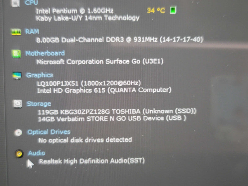 Microsft Surface Go 1824 Pentium 4415Y 8GB RAM 128GB SSD  β BudLap