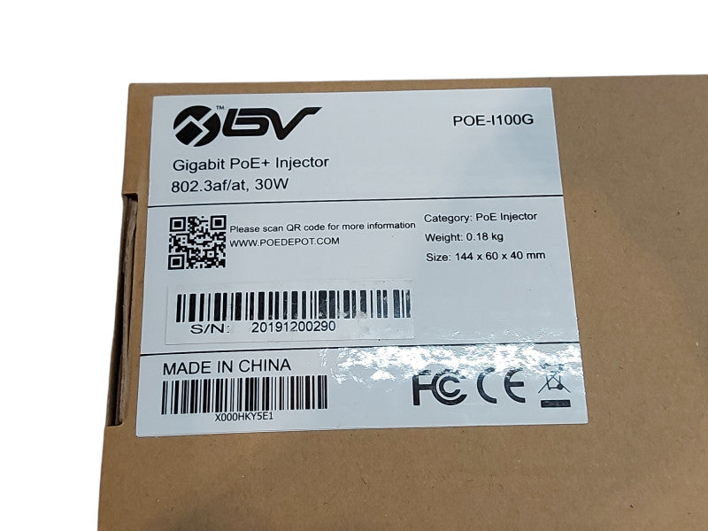 BV-Tech Gigabit PoE+ Injector, 30W | POE-I100G