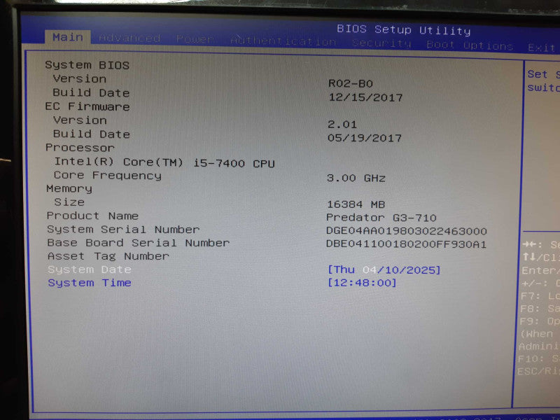 Acer Desktop PC Predator, i5-7400 3.00 GHz 16GB DDR4 No HDD/ NO HDD Caddie