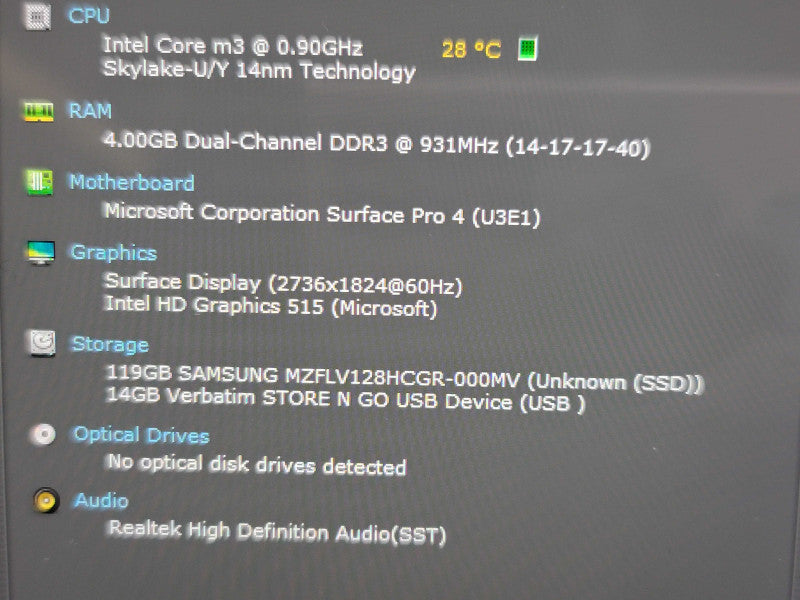 Microsoft Surface Pro 4 1724 m3-6Y30 4GB RAM 128GB SSD  β BudLap