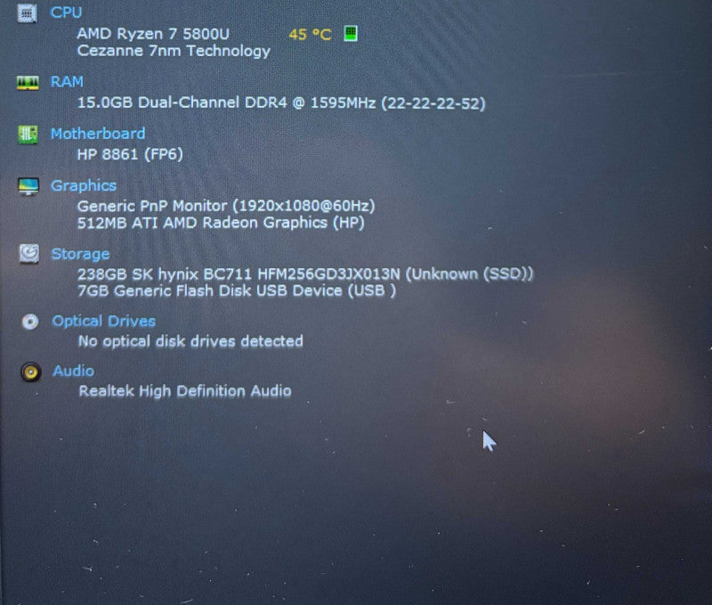 HP ProBook 445 G8 AMD Ryzen 7 5800U 16GB RAM 256GB SSD  Lap200