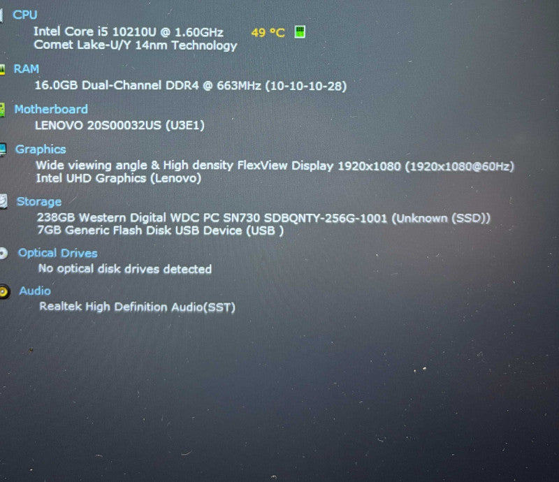 Lenovo ThinkPad T14 Core i5-10210U@1.6GHz 16GB RAM 256GB SSD  Lap200