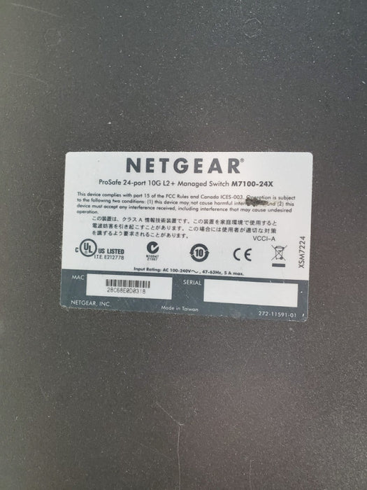 NETGEAR ProSafe 24-port 10G L2+ Managed Switch M7100-24X